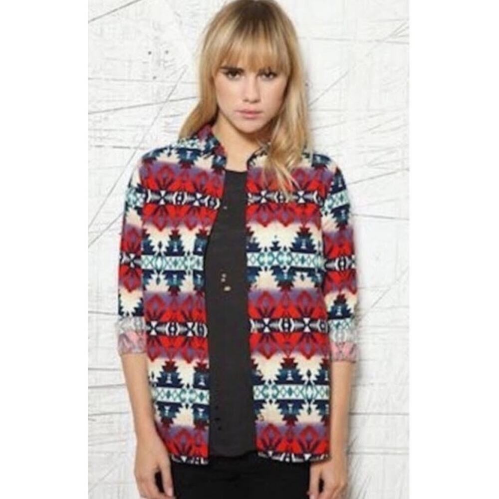 Urban Outfitters BDG Tribal Print Flannel Shirt Size medium